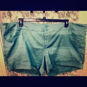 Torrid Mint Cotton Shorts - Size 30